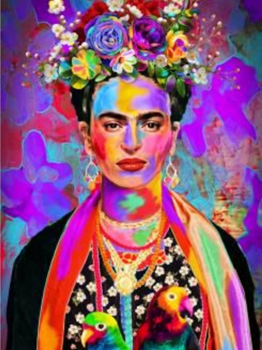 Frida Kahlo Vibrant Cotton Quilt Panel 24" X 42"- Gorgeous Colors! Portrait